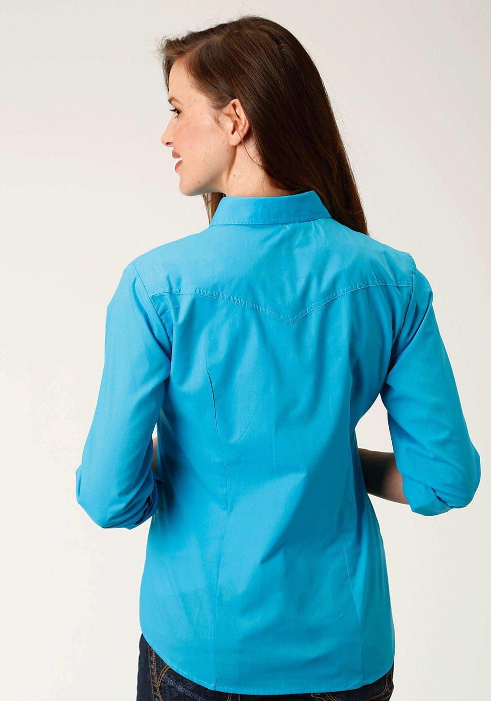 Roper Womens Turquoise Solid Long Sleeve Snap Western Shirt - Roper - Flyclothing LLC