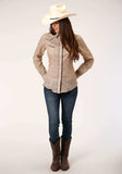Roper WOMENS LONG SLEEVE SNAP BEIGE AND RUST VINTAGE FLORAL PRINT WESTERN SHIRT - Roper - Flyclothing LLC