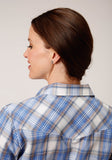 Roper Womens Long Sleeve Snap Peri Cream And Tan Plaid Western Shirt - Roper