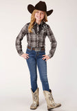 Roper Girls Long Sleeve Snap Chocolate And Cream Plaid Western Shirt - Roper