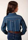 Roper Girls Long Sleeve Snap Navy Khaki Floral Wallpaper Print Western Shirt - Roper - Flyclothing LLC