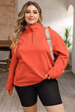Plus Size Zip-Up Dropped Shoulder Sweatshirt - Trendsi