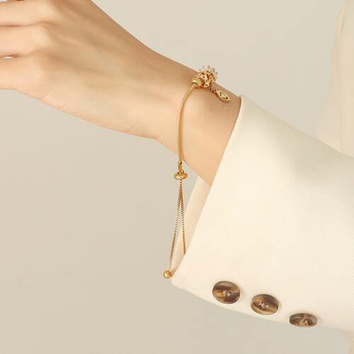 Heart Charm Titanium Steel Bracelet - Trendsi