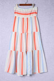 Striped Strapless Sweetheart Neck Dress - Trendsi - Flyclothing LLC