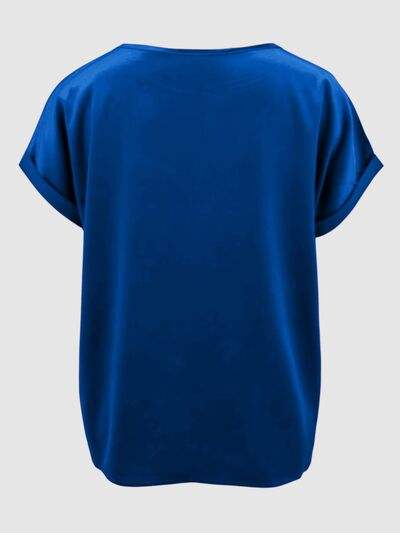 Round Neck Short Sleeve T-Shirt - Trendsi - Flyclothing LLC