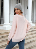 Round Neck Ribbed Trim Sweater - Trendsi