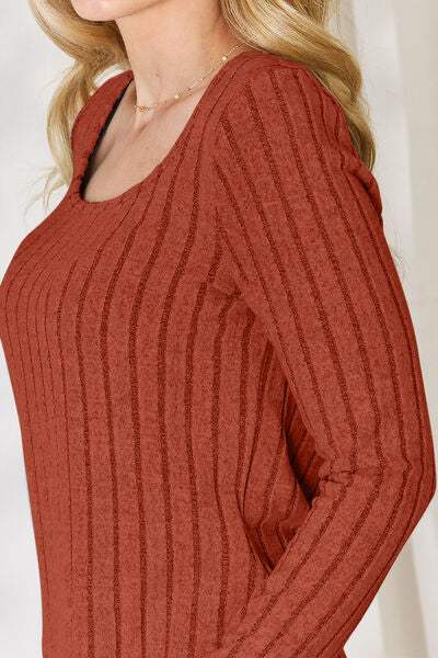 Basic Bae Full Size Ribbed Long Sleeve T-Shirt - Trendsi - Flyclothing LLC
