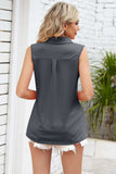 Ruched Johnny Collar Tank - Trendsi - Flyclothing LLC