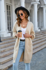 Open Front Dropped Shoulder Cardigan with Pocket - Trendsi - Flyclothing LLC