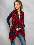 Plaid Open Front Cardigan - Trendsi