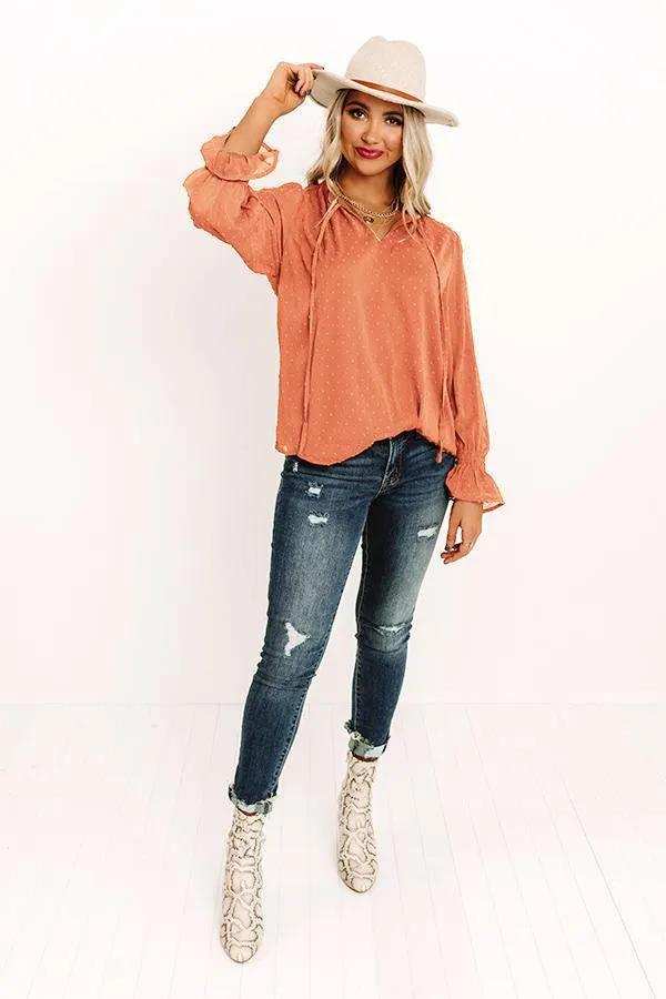 Swiss Dot Tie Neck Flounce Sleeve Blouse - Trendsi - Flyclothing LLC