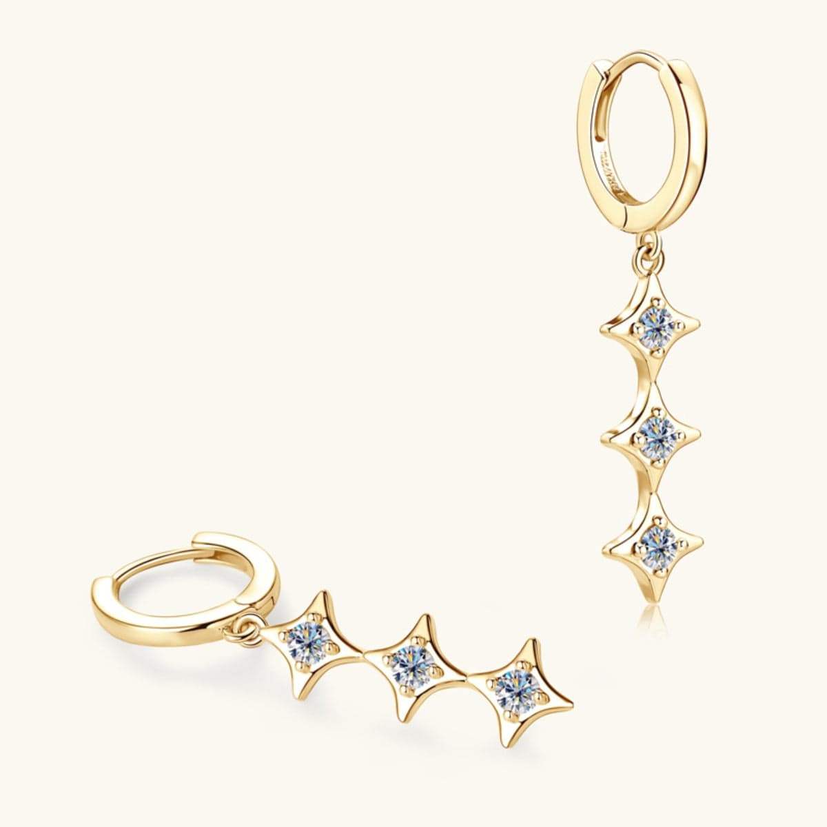 Moissanite 925 Sterling Silver Geometric Shape Earrings - Trendsi - Flyclothing LLC