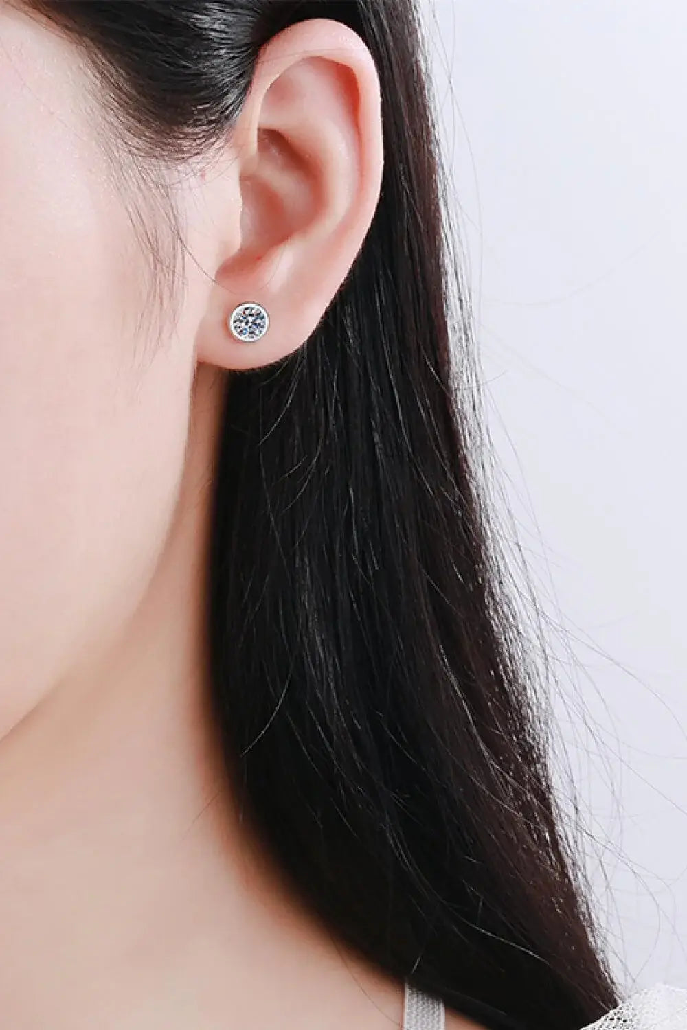 Inlaid 1 Carat Moissanite Stud Earrings - Trendsi - Flyclothing LLC