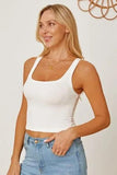 Square Neck Wide Strap Tank - Trendsi
