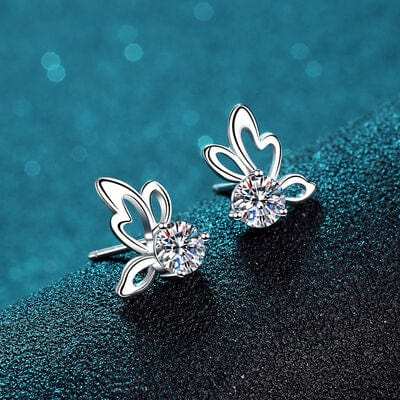 1 Carat Moissanite Butterfly Shape Earrings - Trendsi - Flyclothing LLC