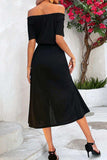 Tie-Waist Off-Shoulder Split Dress - Flyclothing LLC