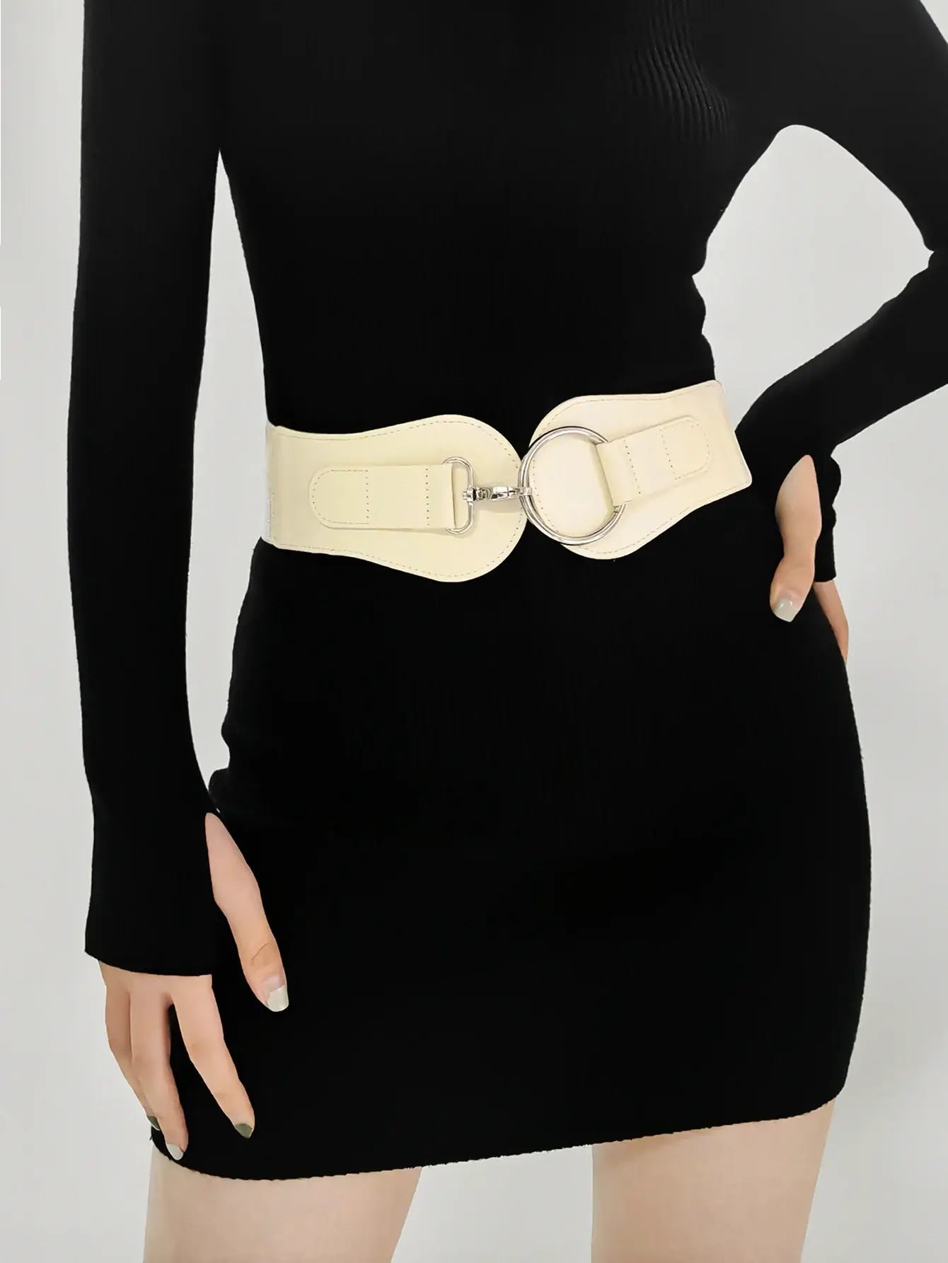 PU Elastic Wide Belt - Trendsi - Flyclothing LLC