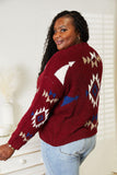 HEYSON Full Size Aztec Soft Fuzzy Sweater - Trendsi
