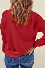 Heart Round Neck Dropped Shoulder Sweatshirt - Trendsi