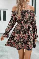 Floral Off-Shoulder Flounce Sleeve Dress - Trendsi - Flyclothing LLC
