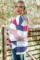 Plus Size Striped Slit Long Sleeve T-Shirt - Trendsi - Flyclothing LLC