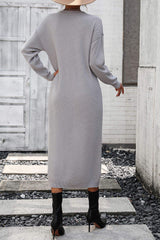 Notched Neck Dropped Shoulder Button-Down Midi Dress - Trendsi - Flyclothing LLC