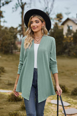 Open Front Long Sleeve Cardigan - Trendsi