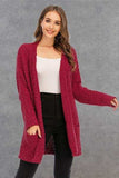 Pocketed Open Front Long Sleeve Cardigan - Trendsi - Flyclothing LLC