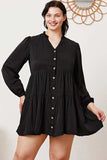Ruffled Button Up Long Sleeve Tiered Shirt - Trendsi - Flyclothing LLC