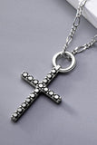 Moissanite Cross Pendant Platinum-Plated Necklace - Trendsi