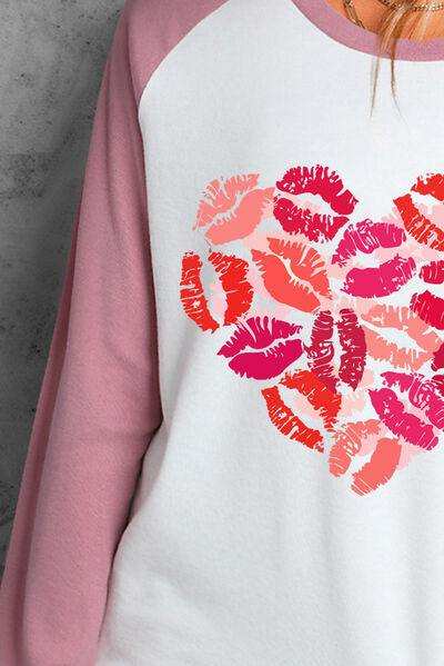 Lip Graphic Round Neck Long Sleeve T-Shirt - Trendsi - Flyclothing LLC