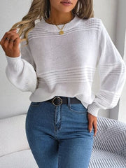 Round Neck Long Sleeve Sweater - Trendsi