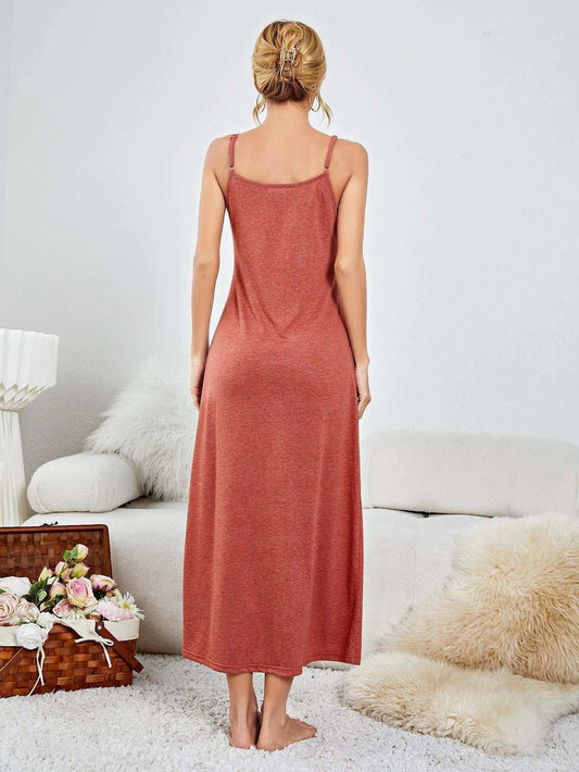 Scoop Neck Spaghetti Strap Night Dress - Trendsi - Flyclothing LLC