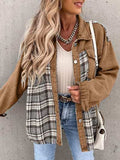 Plaid Button Up Dropped Shoulder Jacket - Trendsi - Flyclothing LLC