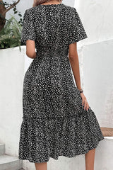 Leopard Print Short Sleeve Midi Dress - Trendsi - Flyclothing LLC