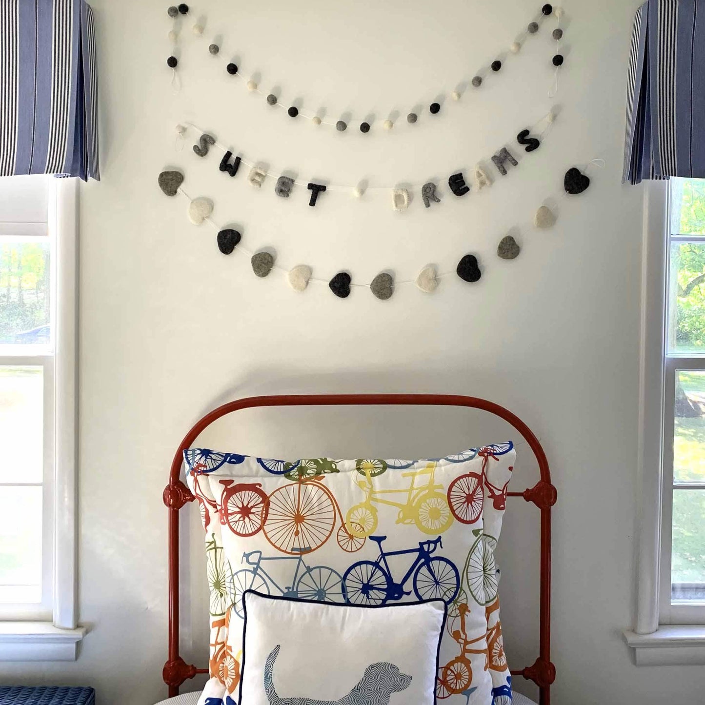 Hand Crafted Felt from Nepal: Hearts Garland, Grey - Global Groove Direct - Flyclothing LLC