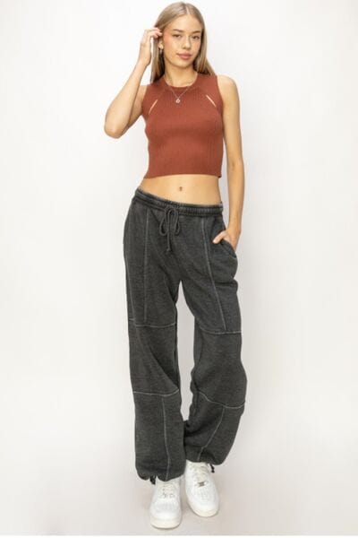 HYFVE Stitched Design Drawstring Sweatpants - Trendsi
