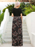 Printed Round Neck Short Sleeve Maxi Dress - Trendsi - Flyclothing LLC