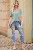 V-Neck Dropped Shoulder Tunic Top - Trendsi - Flyclothing LLC