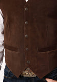 ROPER MENS BROWN SUEDE LEATHER VEST WITH WESTERN FRONT YOKES - Roper