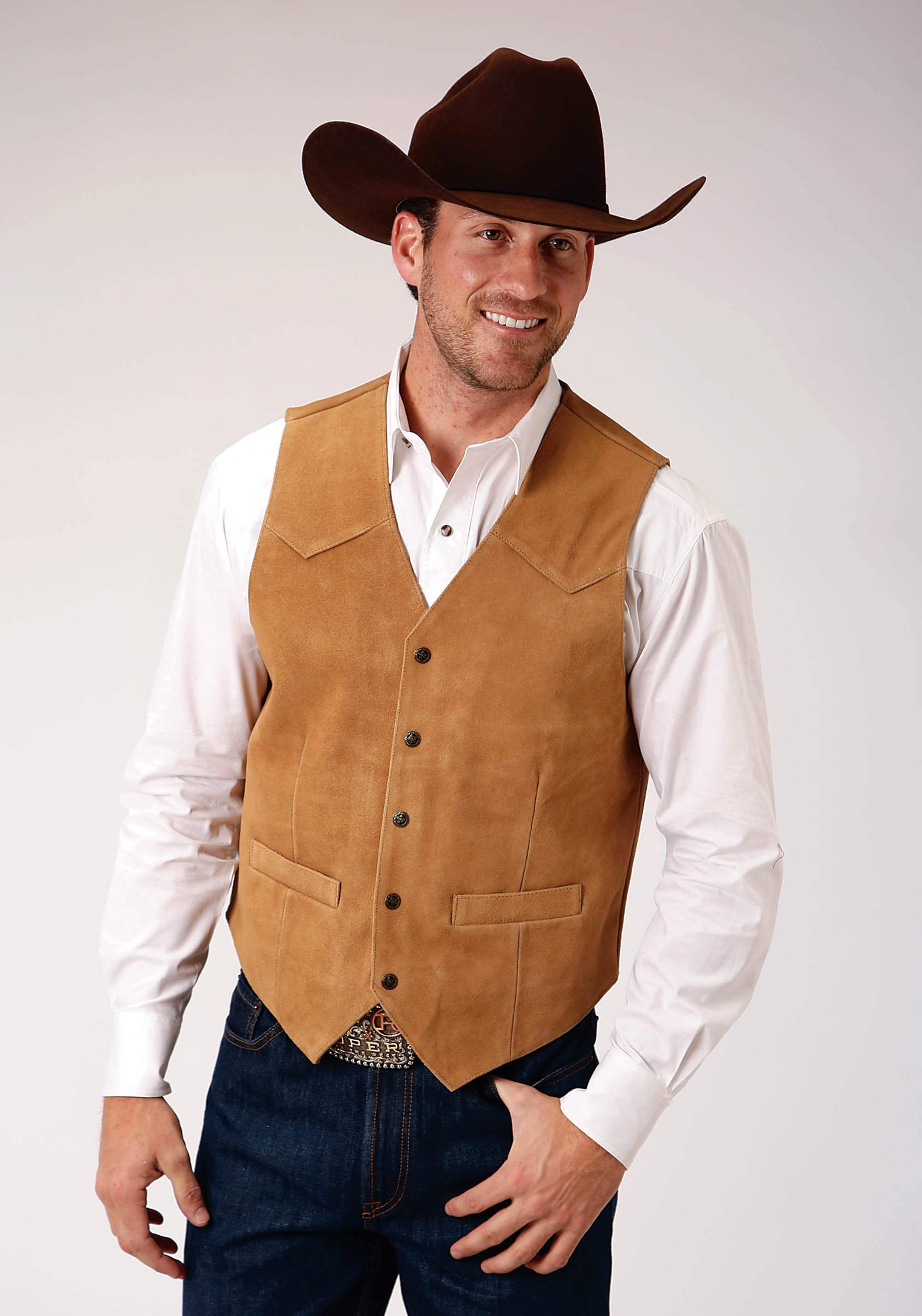 Roper Mens Sand Suede Leather Vest - Roper - Flyclothing LLC