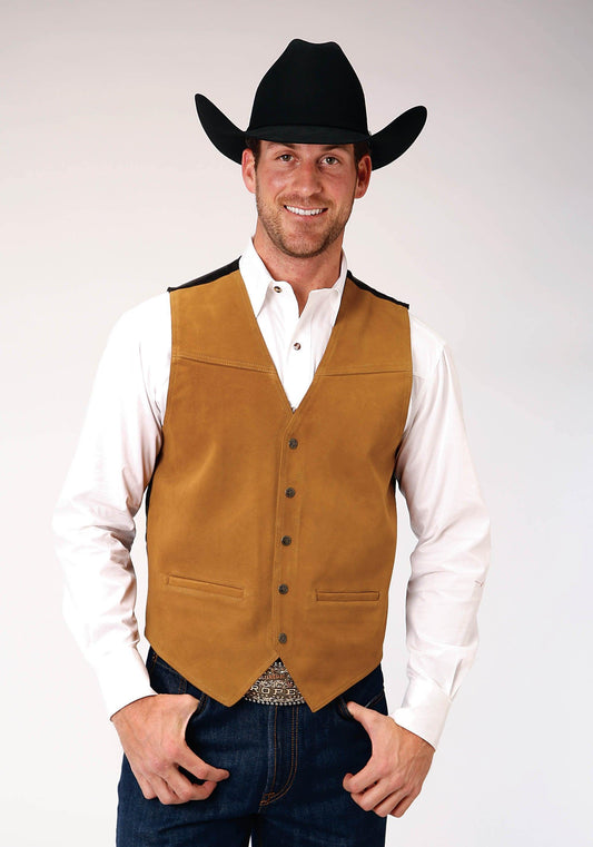 ROPER MENS COGNAC SUEDE LEATHER VEST - Roper