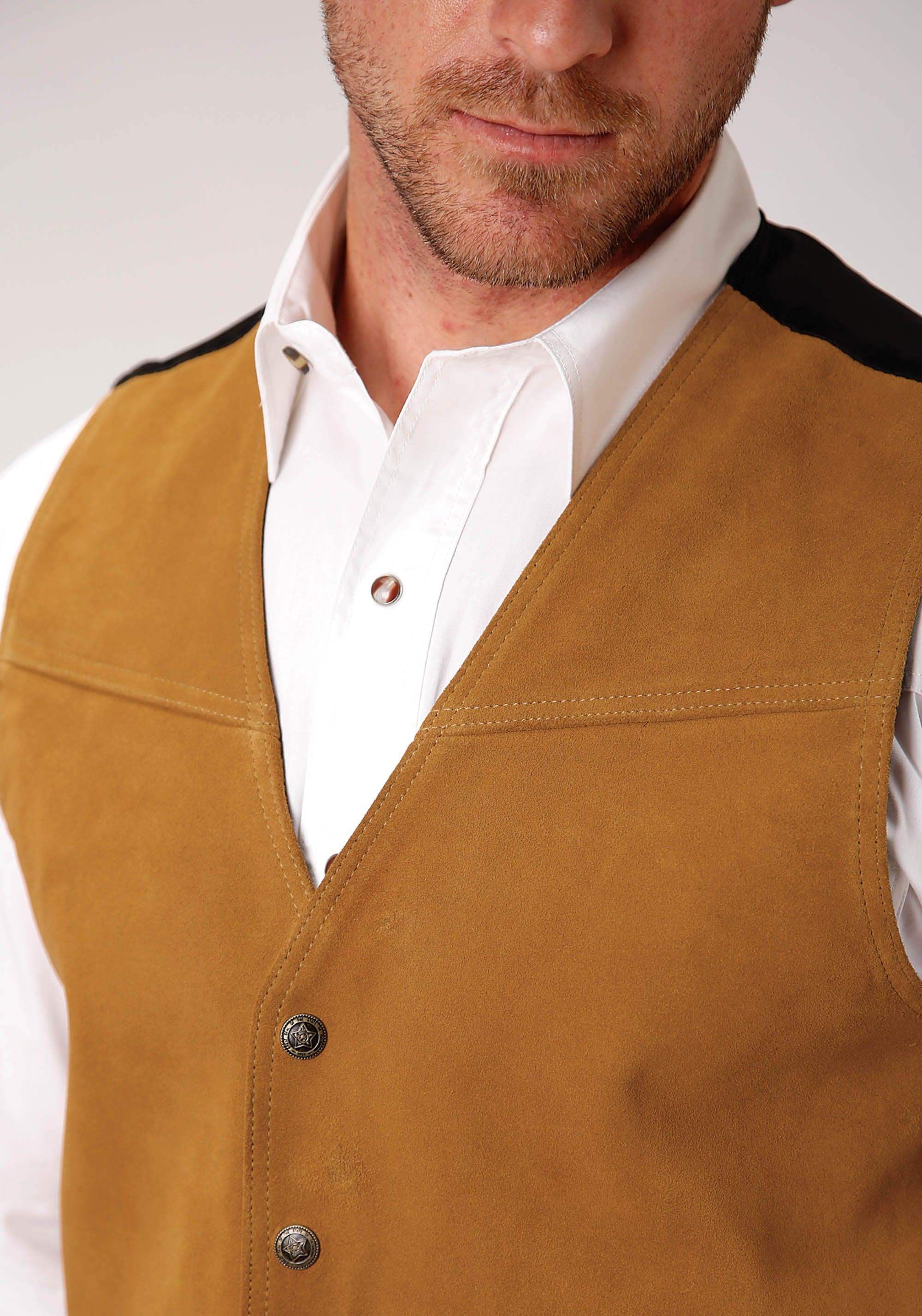 Brandy Roper ROPER MENS COGNAC SUEDE LEATHER VEST - Flyclothing LLC