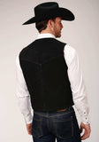 ROPER MENS BLACK SUEDE LEATHER VEST WITH FRONT YOKES BIG MAN FIT - Roper - Flyclothing LLC
