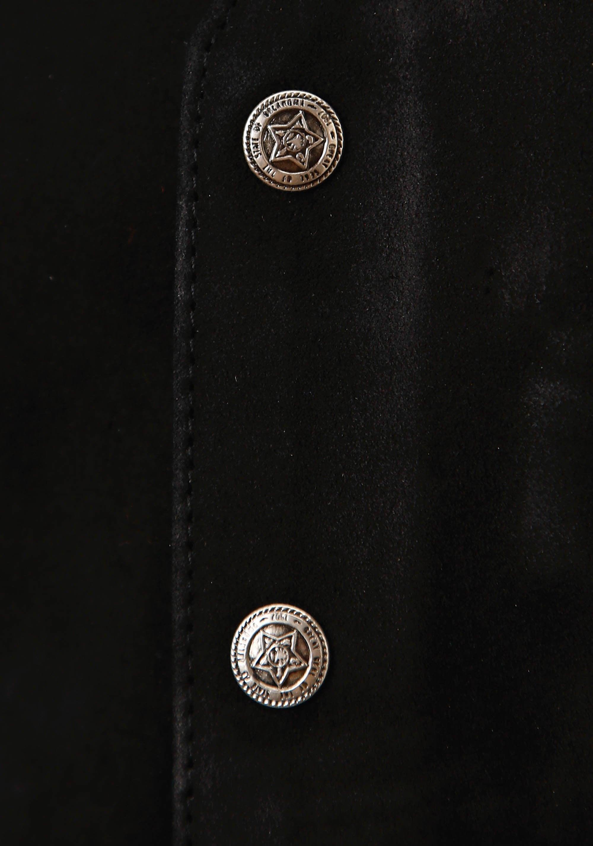 ROPER MENS BLACK SUEDE LEATHER VEST WITH FRONT YOKES BIG MAN FIT - Roper