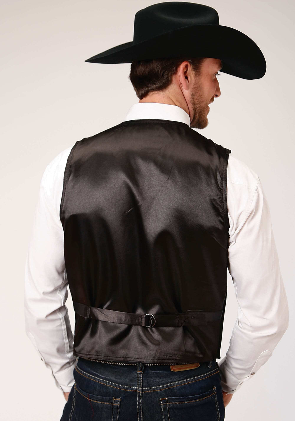 Roper Mens Black Suede Leather Vest With Buckle Tie Big Man Fit - Roper - Flyclothing LLC