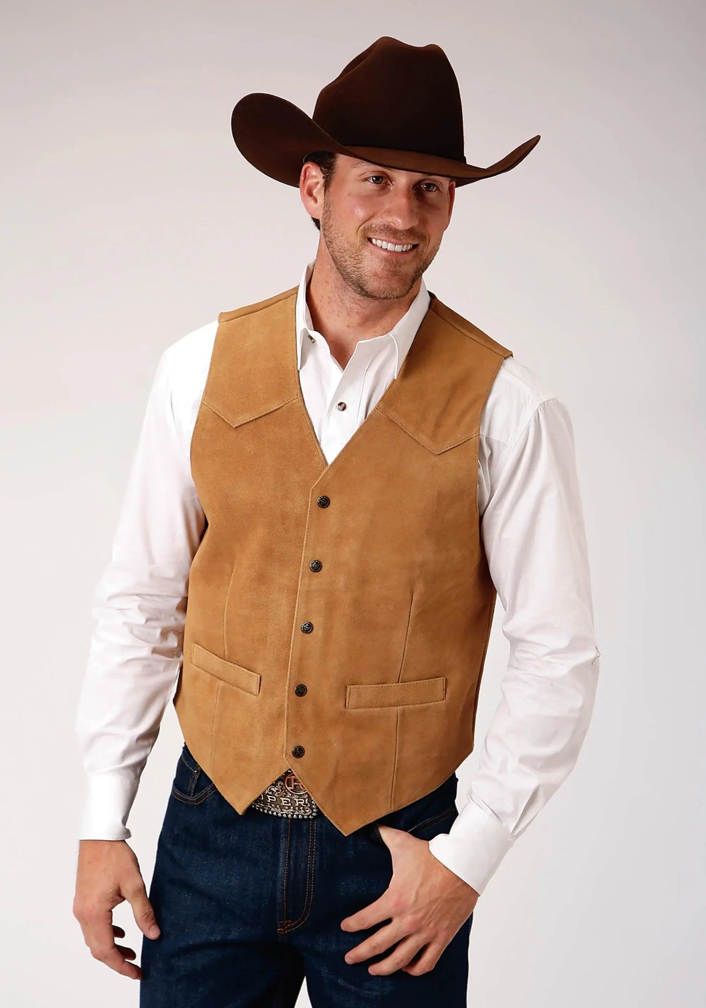 ROPER MENS SAND SUEDE LEATHER VEST TALL FIT - Roper - Flyclothing LLC