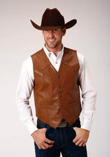 Roper Mens Brown Goat Nappa Leather Vest - Roper - Flyclothing LLC