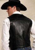 ROPER MENS BLACK LEATHER NOTCH COLLAR VEST - Roper