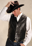ROPER MENS BROWN LEATHER NOTCH COLLAR VEST - Roper